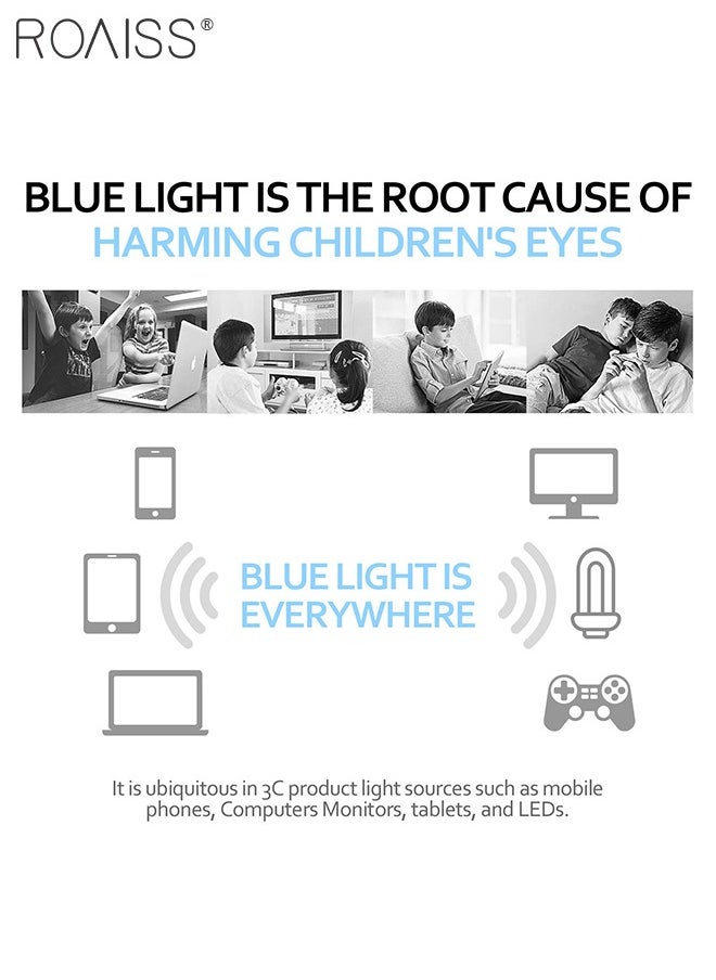 roaiss - Kids Blue Light Blocking Glasses, Anti Eyestrain Computer Glasses, Gaming Eyewear UV400 Protection with Light Weight TR90 Frame for Boys Girls and Children Age 3-12, Transparent Gray - Image 1