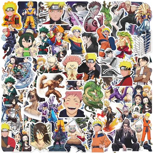 Goelite Re-usable Random Anime Stickers Including Naruto, Jujutsu Kaisen, Demon Slayer, Perfect for Laptop, Phone Case, Diary, Water Bottle (Vinyl Pack of 50) - Image 1