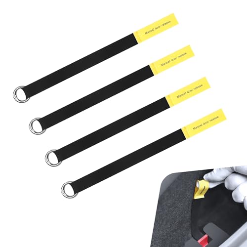 Hugwits 4 PCS Car Door Emergency Pull Cords, High Strength Nylon Manual Door Release Emergency Safety Pull Rope, Extended Escape Pull Strap for Quick Escape (Black & Yellow) - Image 1