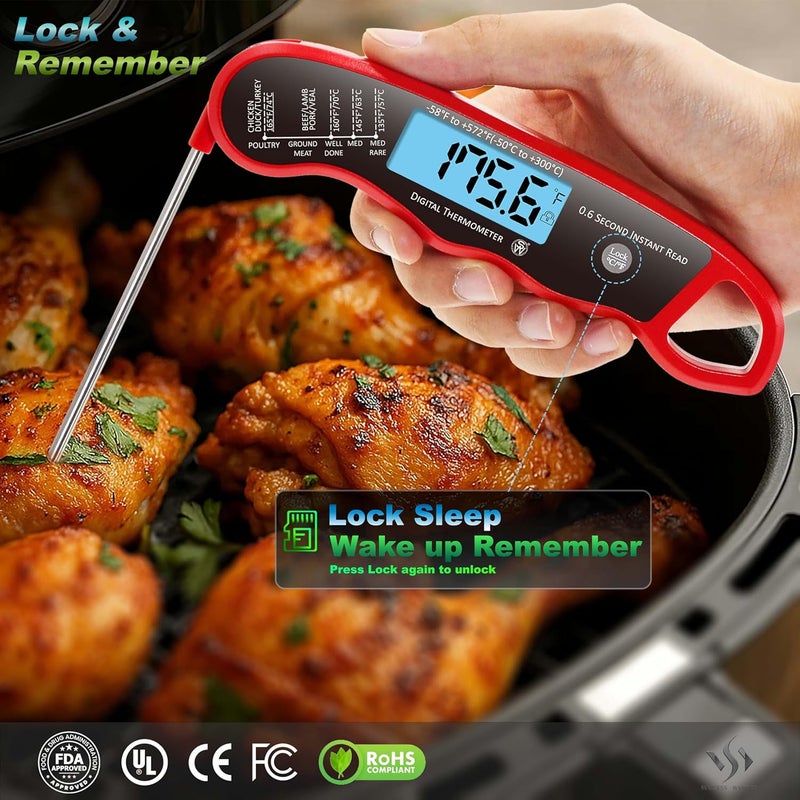 Swynner 0.6S Instant Read Digital Meat Thermometer Probe/Pen，Factory‑Calibrated/Waterproof/Backlit/Magnetic/Flip Display/Motion Sensor:Outdoor BBQ, Barbecue Grilling, Smoking, Oven, Baking, Oil, Candy - Image 3