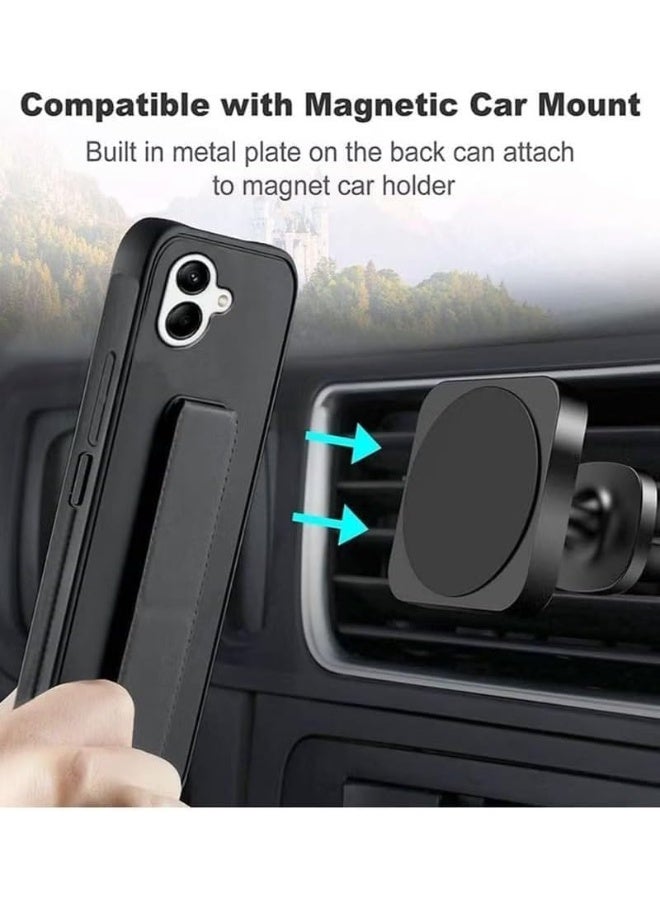 Denx Samsung Galaxy A07 Case with Kickstand and Magnetic Holder, Premium Vertical Strap and Grip with Silicone Holder, multiple viewing positions for Samsung Galaxy A07 (Black) - Image 2