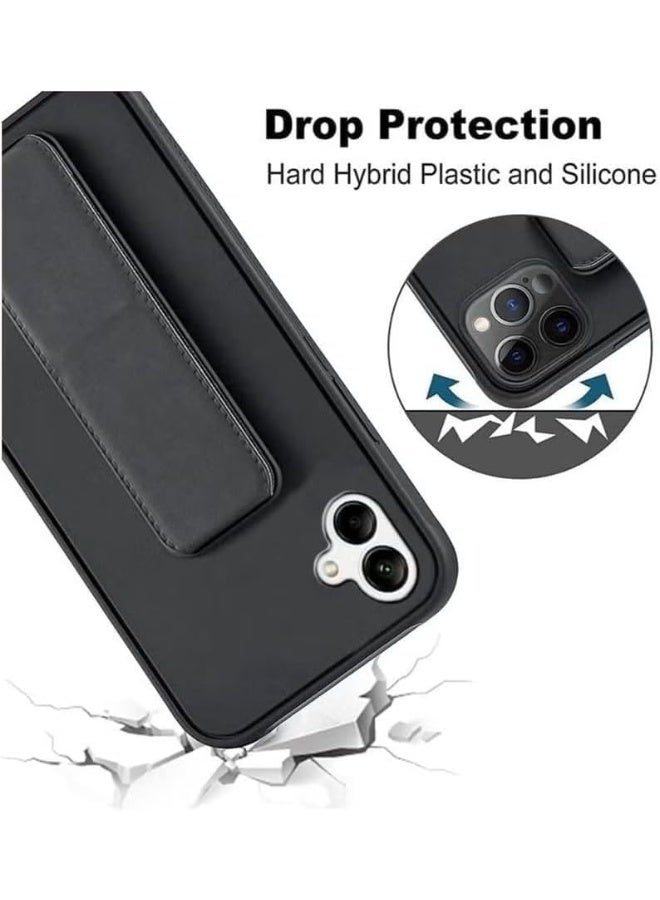 Denx Samsung Galaxy A07 Case with Kickstand and Magnetic Holder, Premium Vertical Strap and Grip with Silicone Holder, multiple viewing positions for Samsung Galaxy A07 (Black) - Image 3