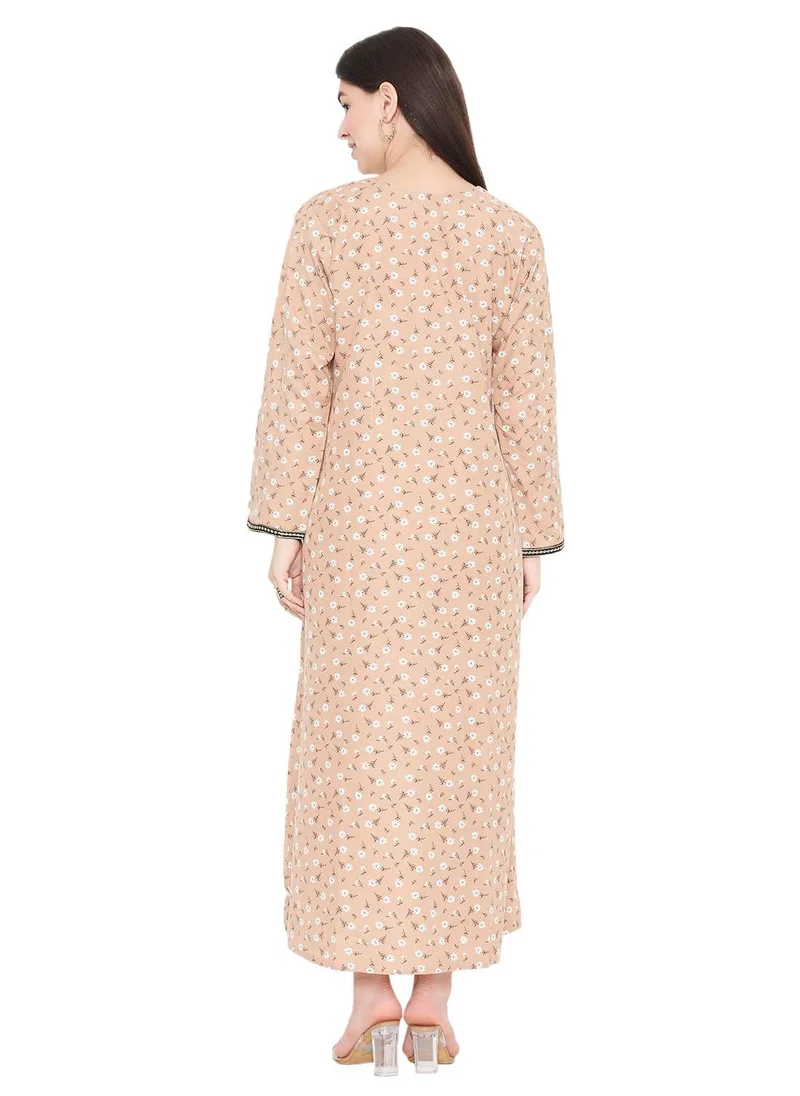 HANA & SARA CASUAL LONG VISCOSE FLOWER PRINTED EVERYDAY WEARABLE ARABIC KAFTAN JALABIYA DRESS