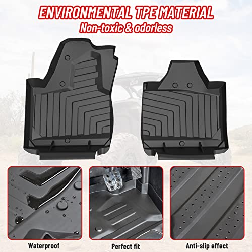 SAUTVS TPE Floor Mats for Can-Am Maverick X3, Front Row Floor Liners All Weather Protection Slush Mats for Can Am Maverick X3 2017-2025 Accessories - Image 2