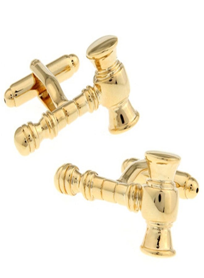 Vcufflinks Law Gavel Mallet Judge Lawyer Pair Cufflinks (Gold) - Image 2