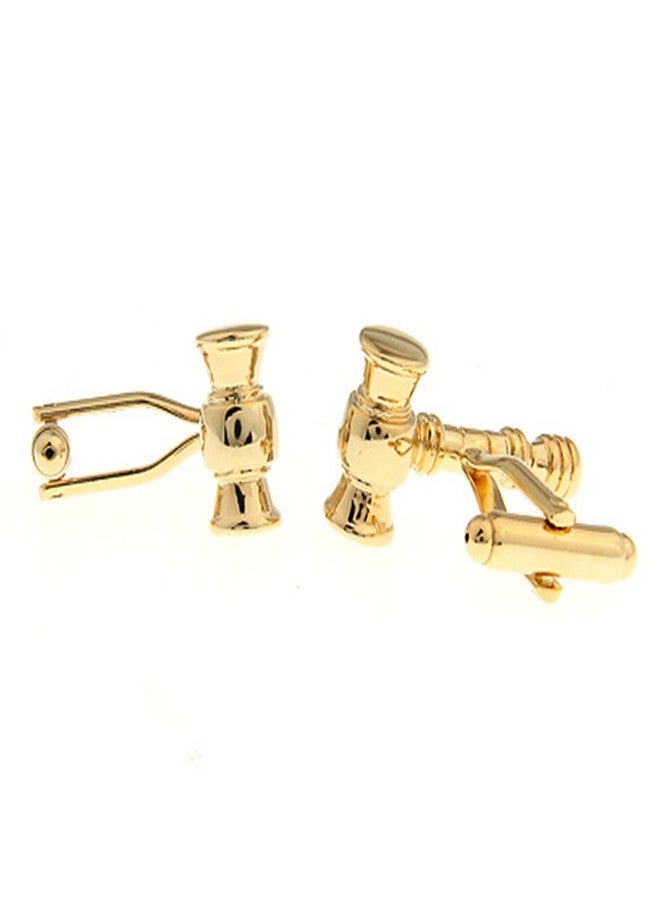 Vcufflinks Law Gavel Mallet Judge Lawyer Pair Cufflinks (Gold) - Image 3