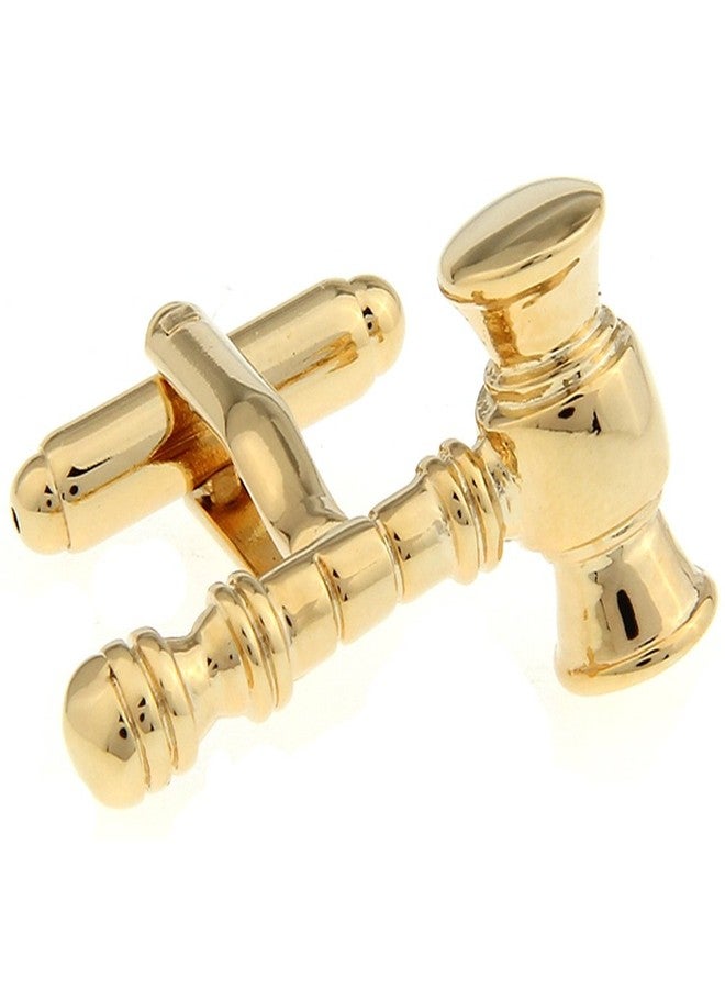 Vcufflinks Law Gavel Mallet Judge Lawyer Pair Cufflinks (Gold) - Image 1