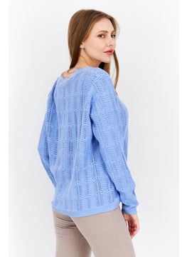Tchibo Women Textured Long Sleeve Cardigan, Light Blue  - Image 2