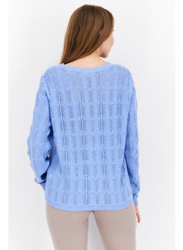 Tchibo Women Textured Long Sleeve Cardigan, Light Blue  - Image 4