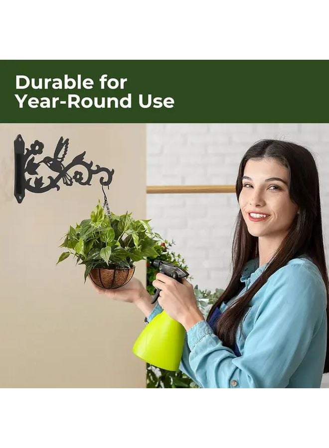 2pcs Black 8 Inch Metal Wall Plant Hanger Bird Design Indoor Outdoor Decor - Image 3