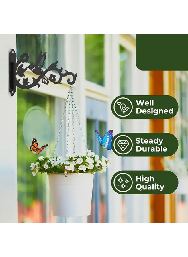 2pcs Black 8 Inch Metal Wall Plant Hanger Bird Design Indoor Outdoor Decor - Image 5