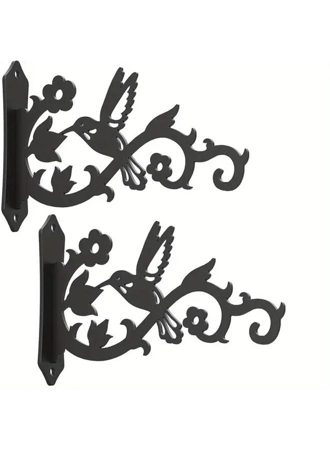 2pcs Black 8 Inch Metal Wall Plant Hanger Bird Design Indoor Outdoor Decor - Image 1