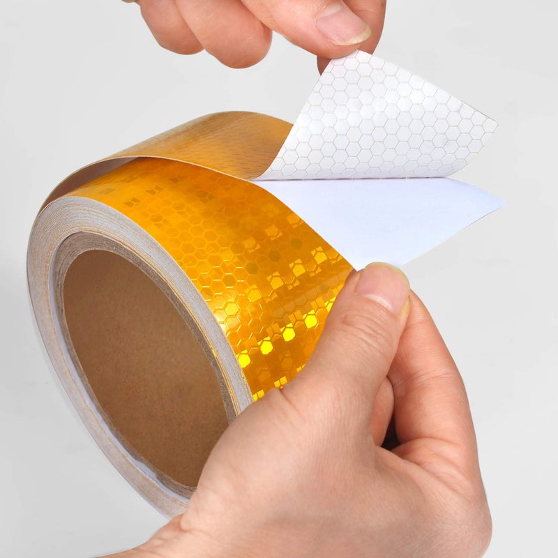 D-Fix ® High Intensity Radium Reflective Tape - 5 Meters in Length - 48mm / 2" Width - 1 Roll Per Pack - Car Bike and commercial vehicles Conspicuity reflective warning Tape Reflective tape (Yellow) - Image 2