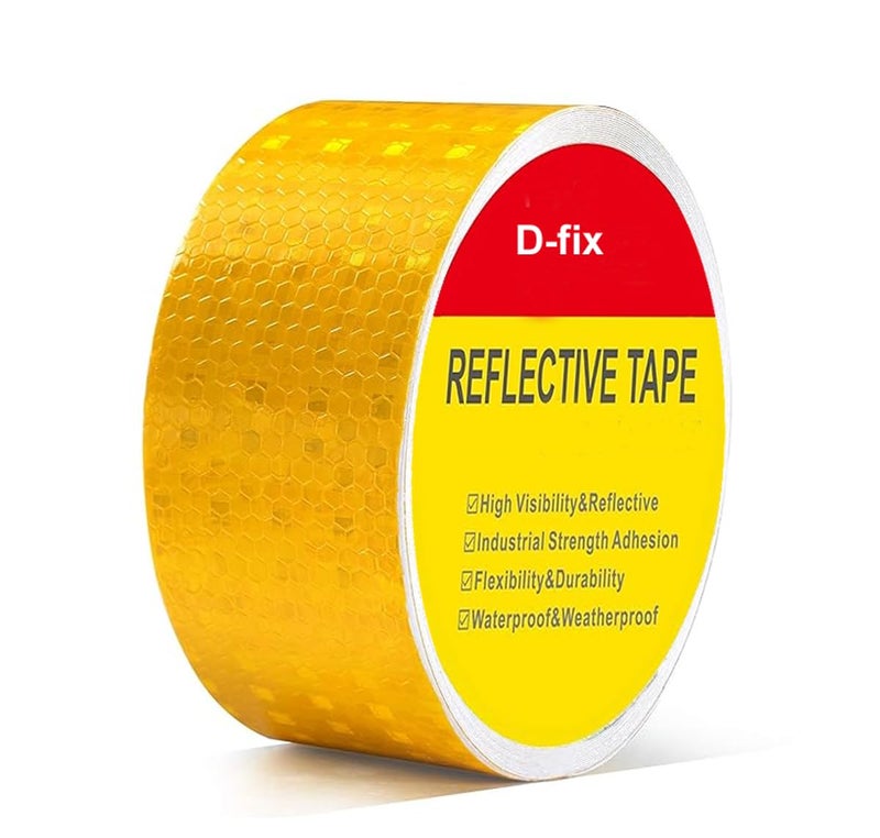 D-Fix ® High Intensity Radium Reflective Tape - 5 Meters in Length - 48mm / 2" Width - 1 Roll Per Pack - Car Bike and commercial vehicles Conspicuity reflective warning Tape Reflective tape (Yellow) - Image 1