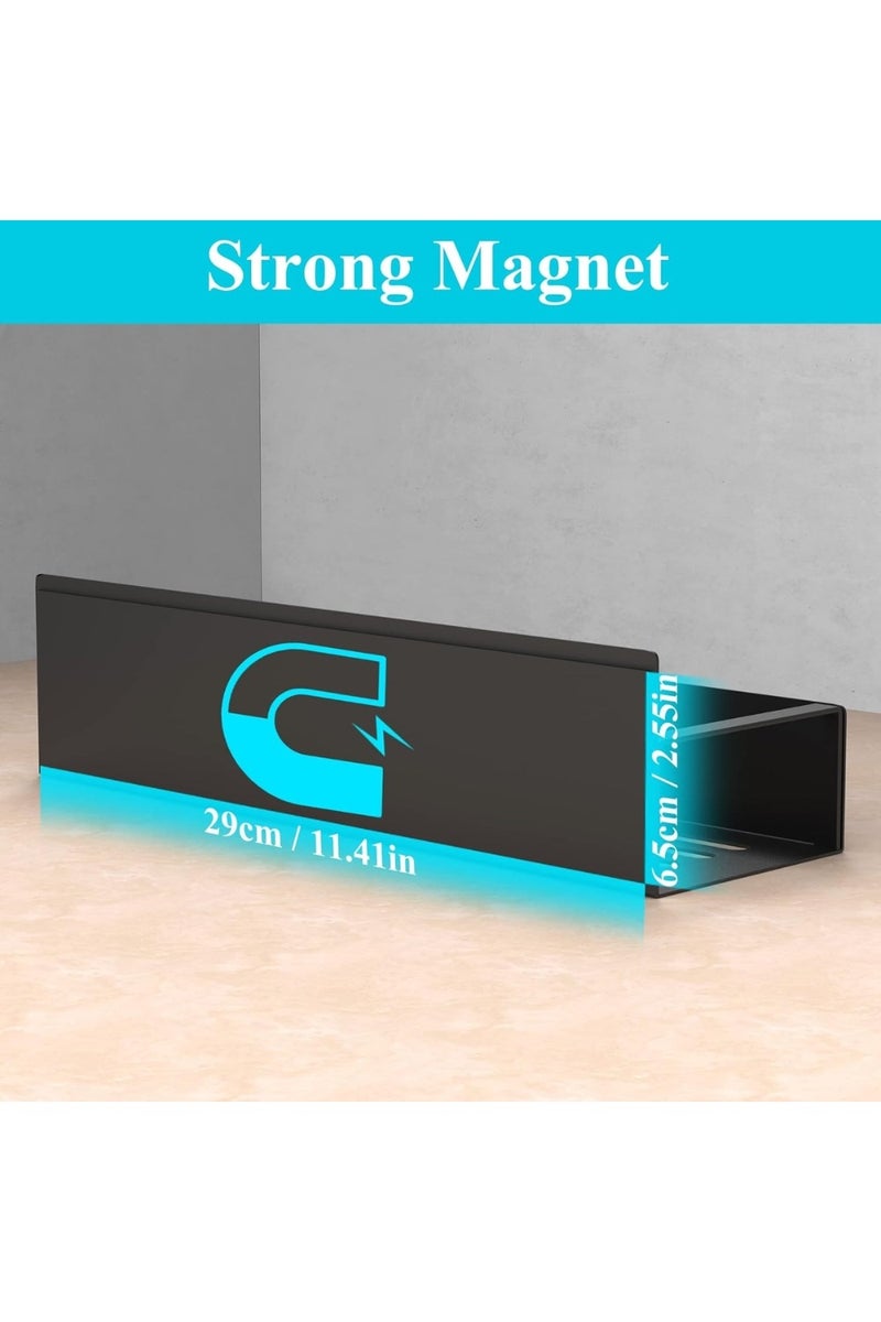 ليموس مجموعة من 4 رفوف تخزين مغناطيسية معدنية للتوابل للثلاجة والفرن، منظمات ثلاجة سوداء ووحدات تخزين - Image 3