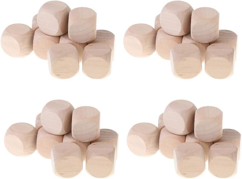 klarako 40 Pack Wooden Six Side 30mm Blank Dices Set Bulk For TRPG Games Art Projects - Image 1