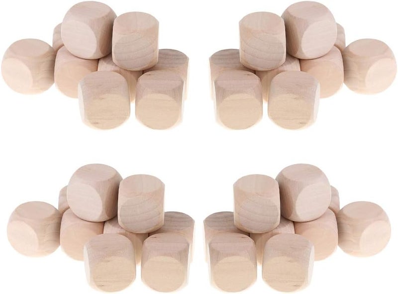 klarako 40 Pack Wooden Six Side 30mm Blank Dices Set Bulk For TRPG Games Art Projects - Image 4