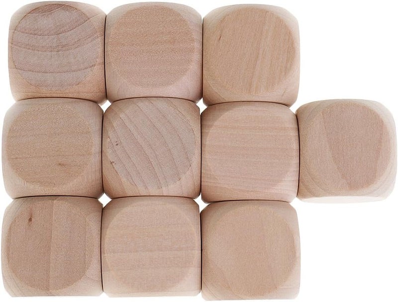 klarako 40 Pack Wooden Six Side 30mm Blank Dices Set Bulk For TRPG Games Art Projects - Image 5