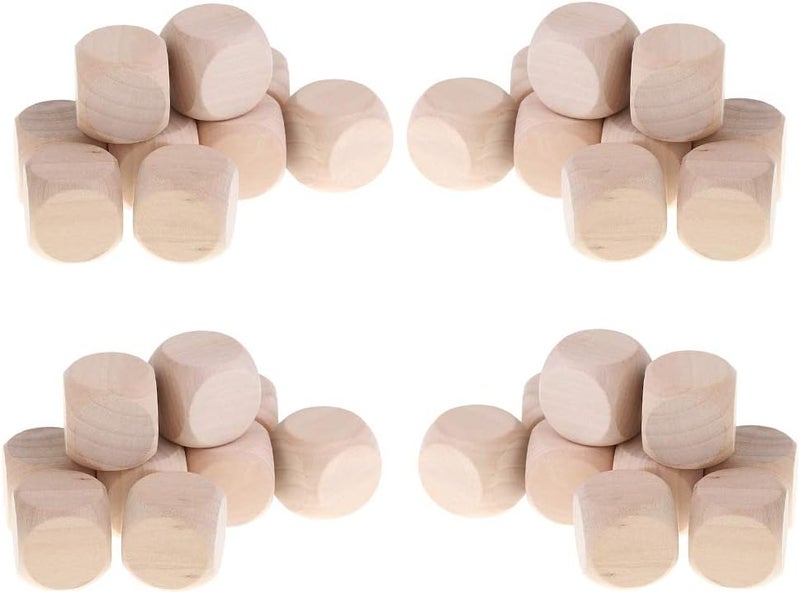 klarako 40 Pack Wooden Six Side 30mm Blank Dices Set Bulk For TRPG Games Art Projects - Image 3