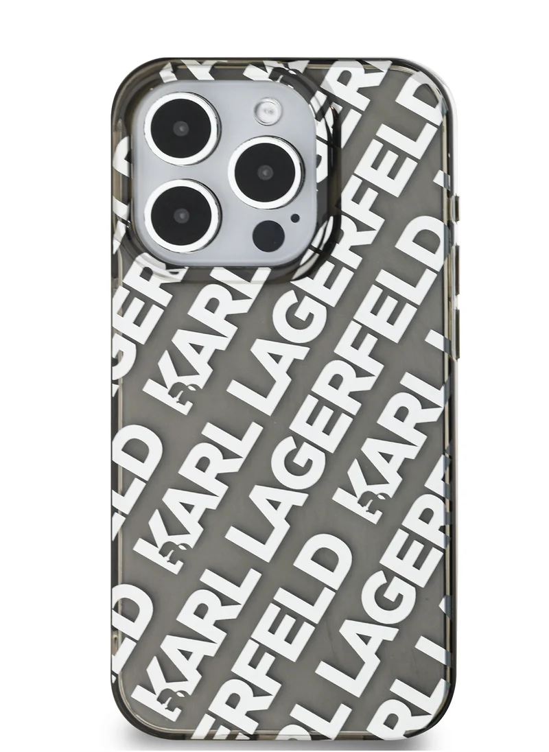 Karl Lagerfeld IML Repeat Logo Hard Case for iPhone 16 Pro / Drop protection / Slim Profile / Lightweight /Easy Snap-On / Comfortable Grip - Silver