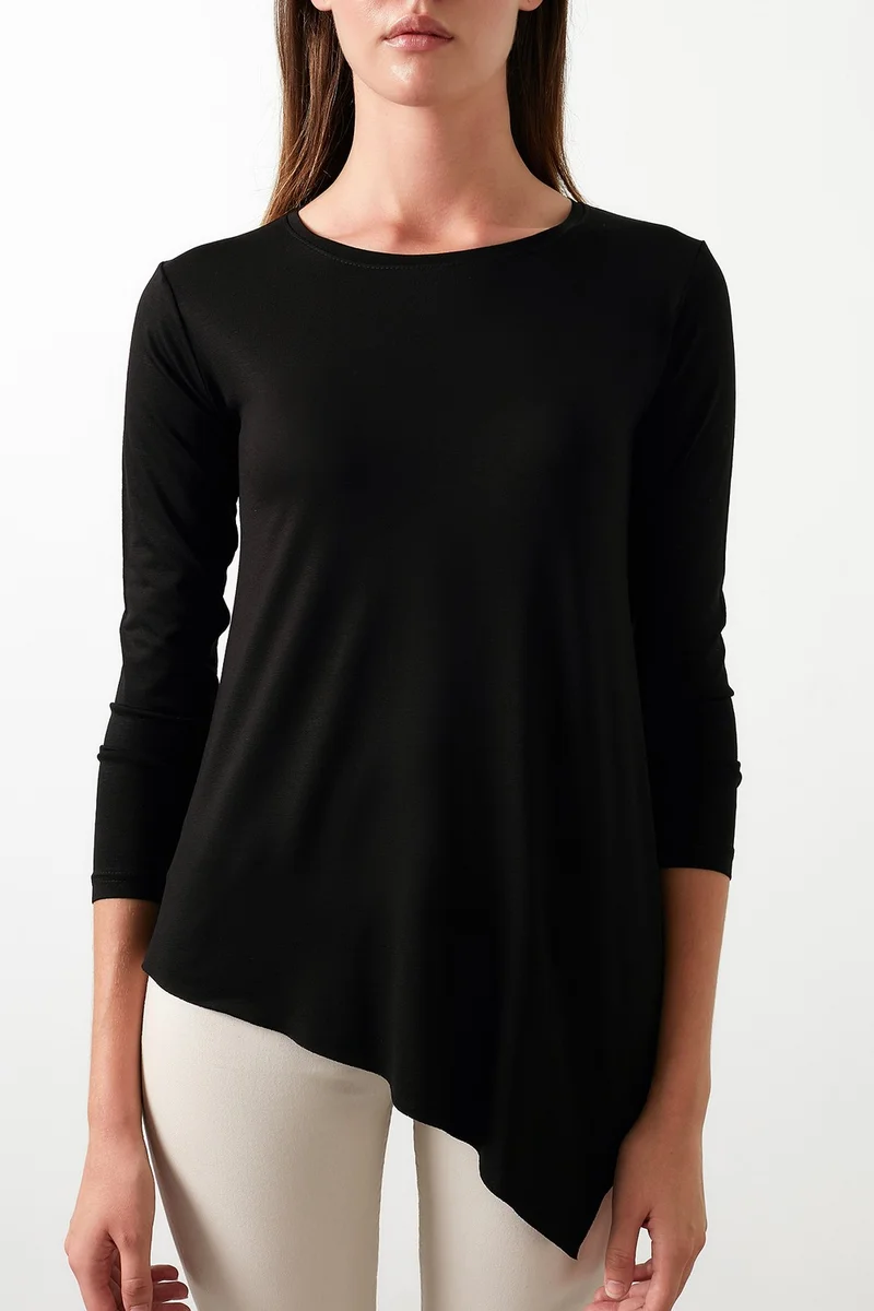Lela Asymmetrical Cut Crew Neck Blouse Women's BLOUSE 5863545