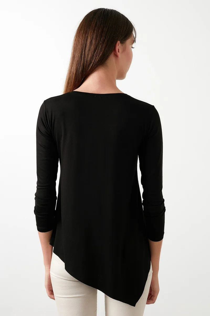 Lela Asymmetrical Cut Crew Neck Blouse Women's BLOUSE 5863545