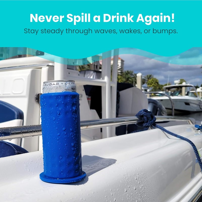 SquidCup Sqoozie Non-Tipping Insulated Boat Can Holder (Island Blue, Slim) Portable, Magnetic & Suction for SUP's, Kayaks, RVs, ATV, Garage and More - Image 5