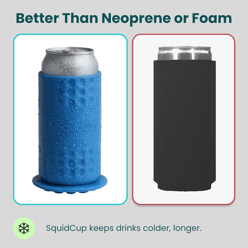SquidCup Sqoozie Non-Tipping Insulated Boat Can Holder (Island Blue, Slim) Portable, Magnetic & Suction for SUP's, Kayaks, RVs, ATV, Garage and More - Image 4