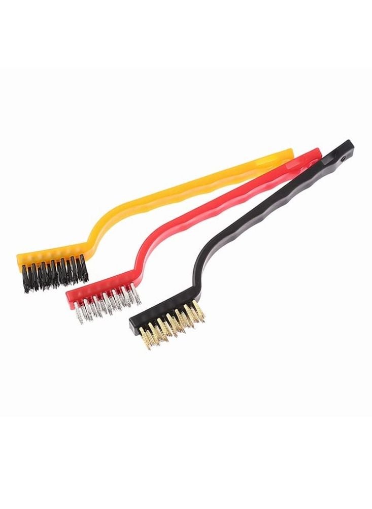 بريميم مجموعة فرش سلكية من ٣ قطع - فرش تنظيف من الفولاذ والنحاس والنايلون لأعمال الصدأ والمعادن والتفاصيل - Image 1