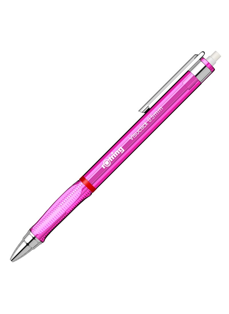 Rotring - Rotring 05mm Mechanical Clutch lead Pen Pencil Set Pack of 2 Pink Transparent ABS Body Light Weight Click Mechanism Visuclick Series Triangular Ergonomic Grip - Image 1
