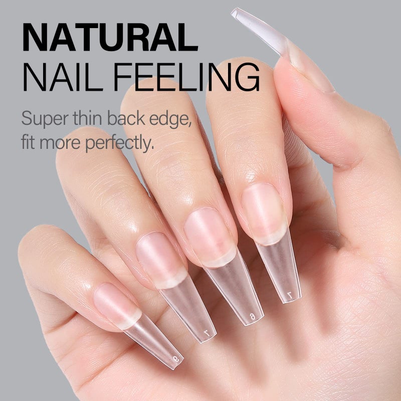 AILLSA Medium Coffin Nails Tips - Upgraded Matte Soft Full Cover Gel Nail Tips No Filed, 240Pcs Pre-shaped Gelly Tips Acrylic Clear Fake Press On Nail Tips for Soak Off Nail Extension 10 Sizes - Image 3
