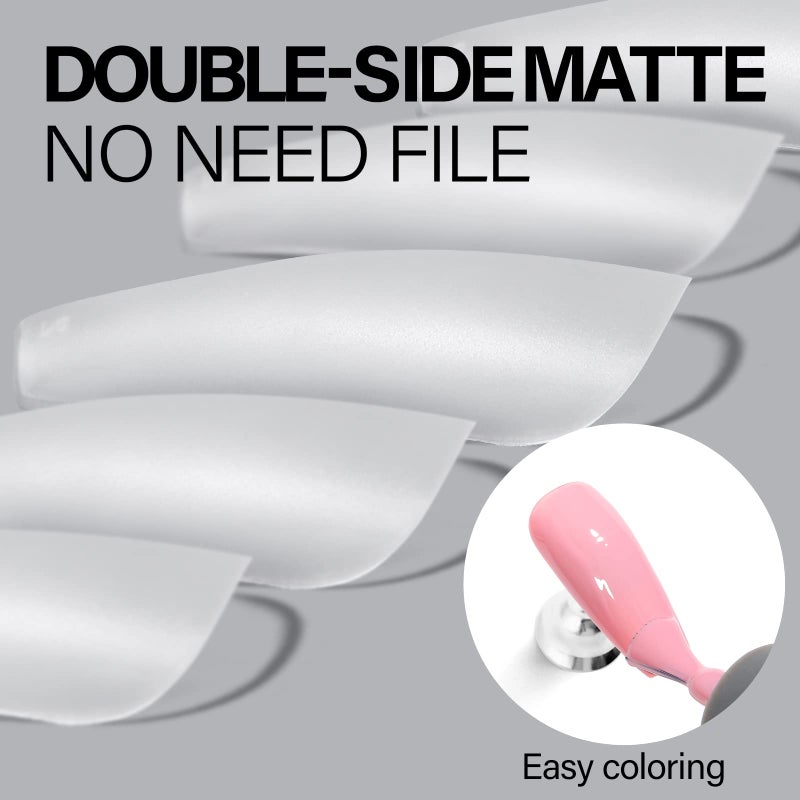AILLSA Medium Coffin Nails Tips - Upgraded Matte Soft Full Cover Gel Nail Tips No Filed, 240Pcs Pre-shaped Gelly Tips Acrylic Clear Fake Press On Nail Tips for Soak Off Nail Extension 10 Sizes - Image 2