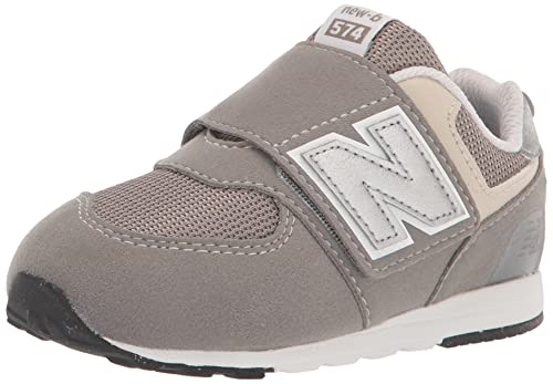 New Balance Kid's 574 V1 New-B Hook and Loop Sneaker, Rain Cloud/Silver Metallic, 5 M Toddler (1-4 Years) - Image 1