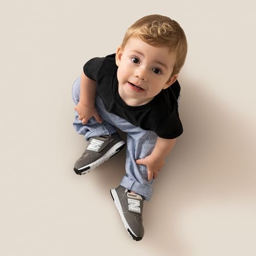 New Balance Kid's 574 V1 New-B Hook and Loop Sneaker, Rain Cloud/Silver Metallic, 5 M Toddler (1-4 Years) - Image 2