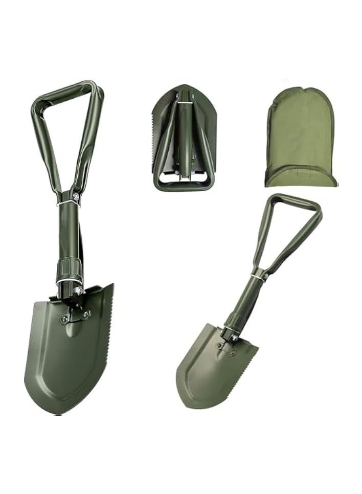 Green Tiger Portable Folding Shovels, Collapsible Camping Shovel with Nylon Carrying Pouch and High Carbon Steel Handle, Compact and Multi-Functional Tool for Camping, Hiking, Backpacking, Gardening (Green) - Image 1