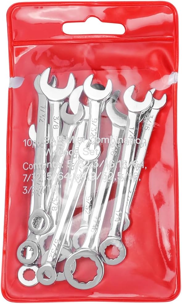 Eyech مجموعة مفاتيح ربط صغيرة 10 قطع SAE مفتوحة ومغلقة مع مفاتيح ربط متغيرة - Image 1