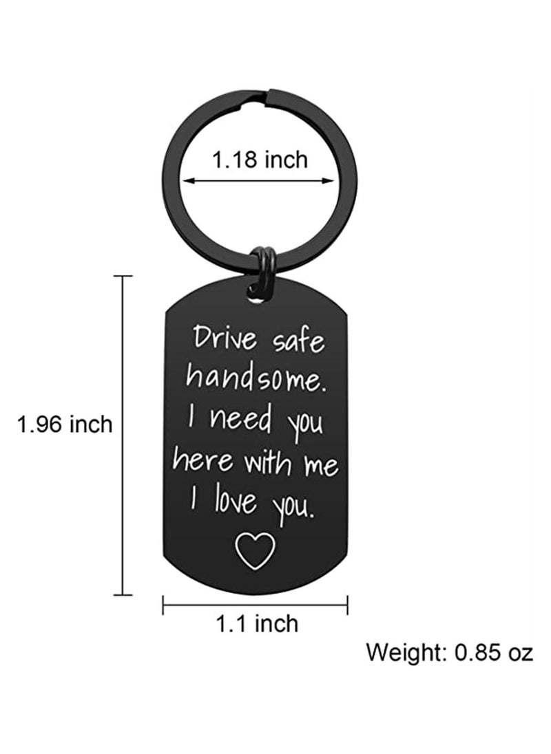 KASTWAVE Keychain for Boyfriend Drive Safe Handsome I Need You Here with Me Keychain Keyring Men Boyfriend Husband Jewelry Small Present  - Image 2