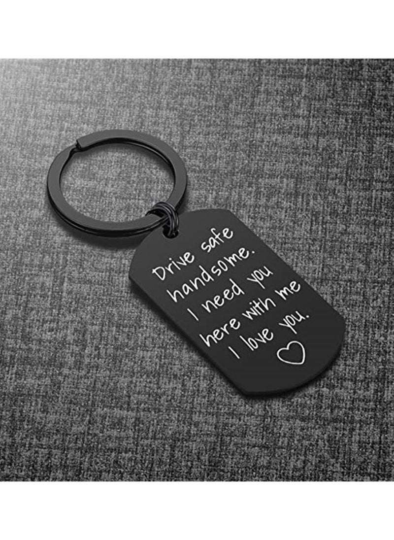 KASTWAVE Keychain for Boyfriend Drive Safe Handsome I Need You Here with Me Keychain Keyring Men Boyfriend Husband Jewelry Small Present  - Image 4