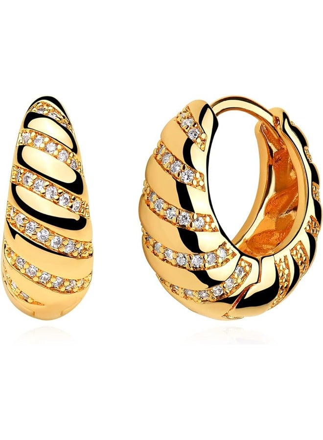 Women Huggie Earrings Gold Hoop 14K Gold Filled Small Simple Handmade Hypoallergenic Everyday Jewelry - Image 1