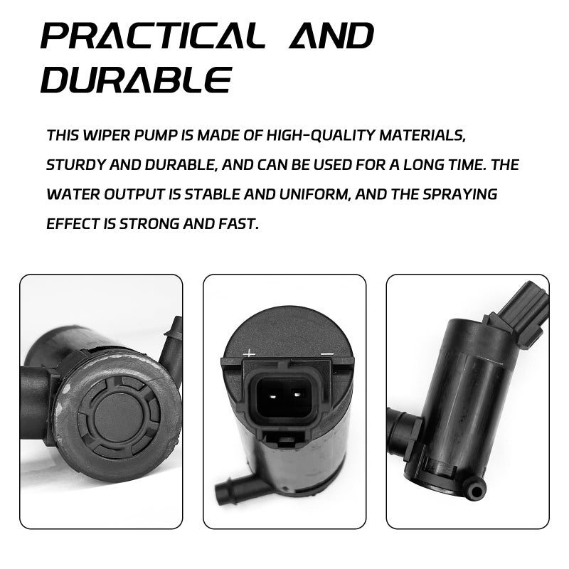 QKYS Windshield Washer Pump with Rubber Grommet, Replacement Windshield Washer Pumps OEM#89017059,173686, F7C617664AB WG-315, 8C3417664AA, Fit for Ford Escape,Mazda B2300, Mercury Monterey - Image 3