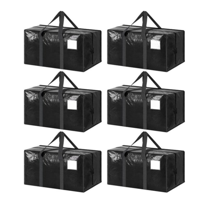 6 Pack Extra Heavy Duty Large Moving Bags with Strong Zipper & Comfortable Handles, Sturdy & Durable Clothes Storage Bags Totes Bins, Blue Packing Moving Boxes for College Supplies,black - Image 1