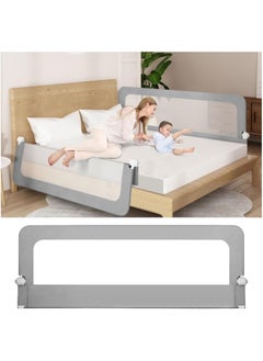 Foldable Bed Rail Guard| Upgraded Child Guardrail Designed for Single & Double Bed | Height Adjustable Comfortable Safety One-Piece Fence - (78 * 32in, Gray)