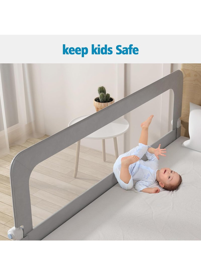 Generic - Foldable Bed Rail Guard| Upgraded Child Guardrail Designed for Single & Double Bed | Height Adjustable Comfortable Safety One-Piece Fence - (78 * 32in, Gray) - Image 1