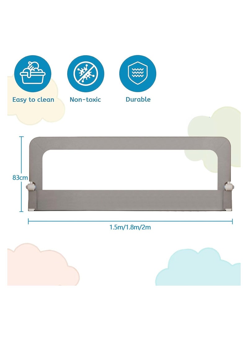 Generic - Foldable Bed Rail Guard| Upgraded Child Guardrail Designed for Single & Double Bed | Height Adjustable Comfortable Safety One-Piece Fence - (78 * 32in, Gray) - Image 1
