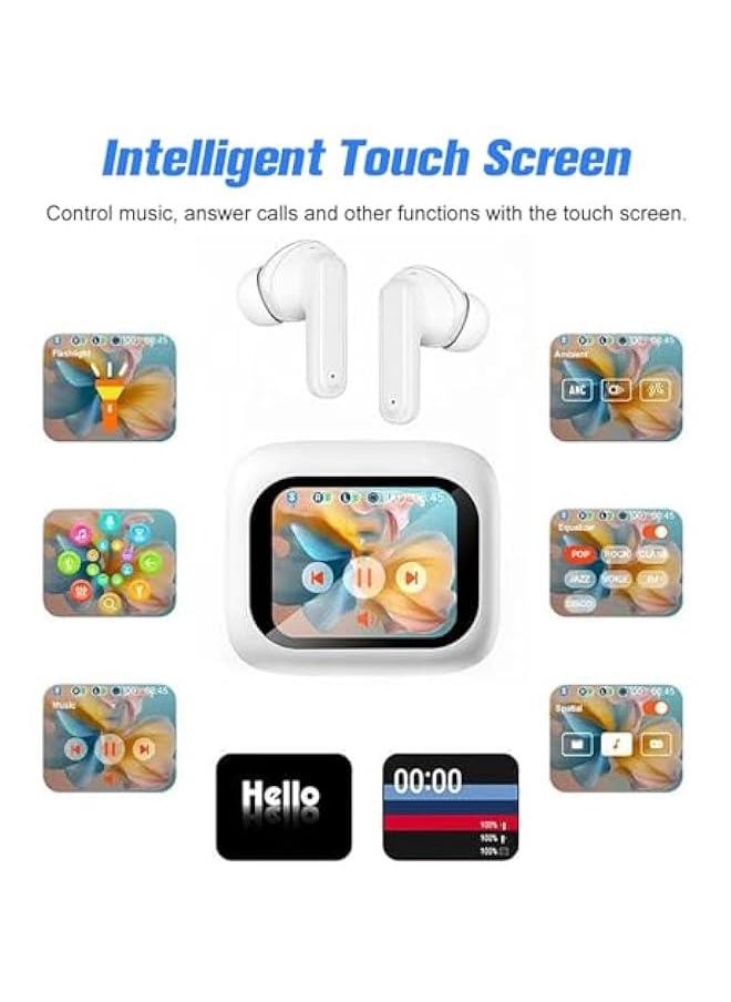 Generic - Active Noise Cancelling Smart Touch Screen Earbuds ANC Earphones Wireless Blue Tooth Ear Buds Head Phones Bluetooth In-Ear Headphones TWS True Wireless Earbuds for iPhone Android with Mic Touchscreen - Image 1