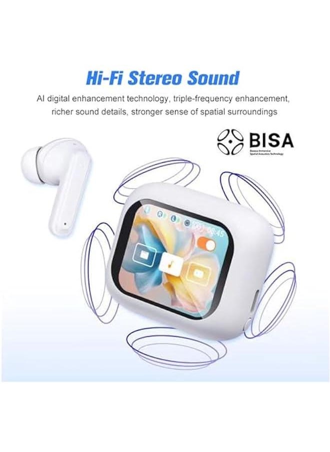 Generic - Active Noise Cancelling Smart Touch Screen Earbuds ANC Earphones Wireless Blue Tooth Ear Buds Head Phones Bluetooth In-Ear Headphones TWS True Wireless Earbuds for iPhone Android with Mic Touchscreen - Image 1