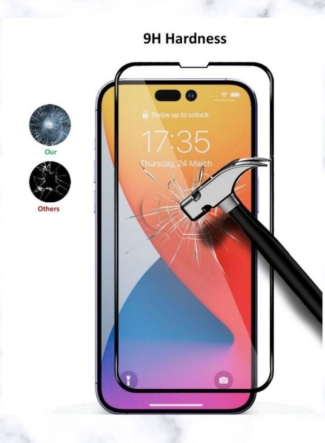 إيه إم إس شاشة حماية مصنوعه من الزجاج المقوى لهاتف آبل ايفون 14 برو اسود/شفاف - Image 2