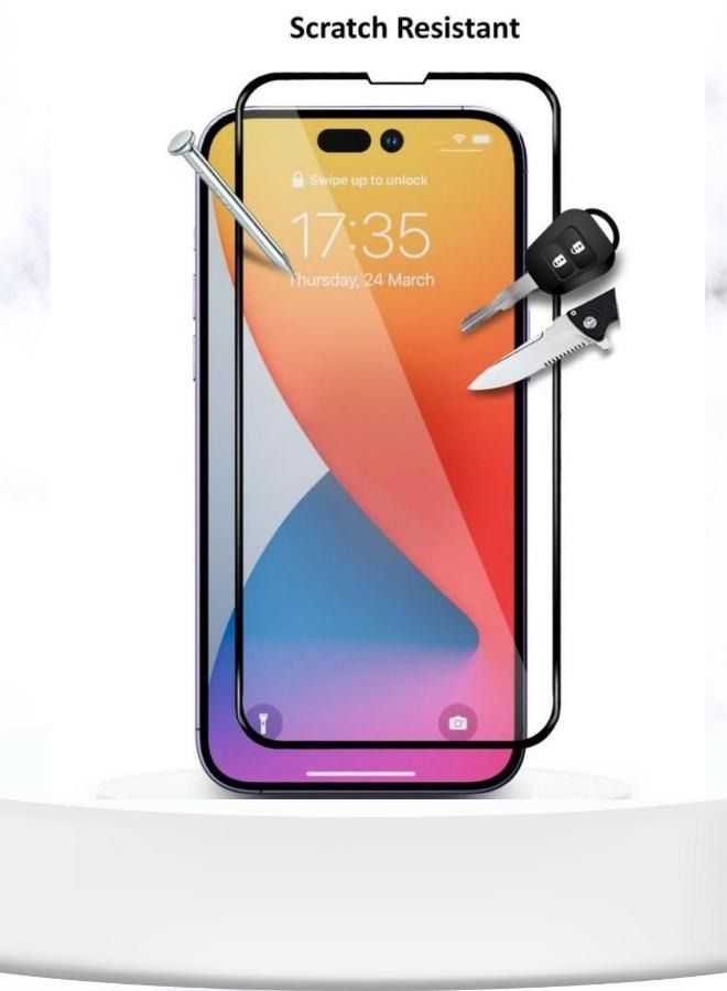 إيه إم إس شاشة حماية مصنوعه من الزجاج المقوى لهاتف آبل ايفون 14 برو اسود/شفاف - Image 3