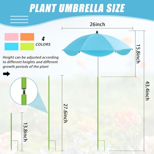Axcoix 4 Pack Upgraded Plant Umbrellas for Outdoor Plants 26 Larger Garden Plant Umbrella Shade with Adjustable Angle 434 Higher Sun Shade for Plants Potted Plant Garden Beds - Image 3