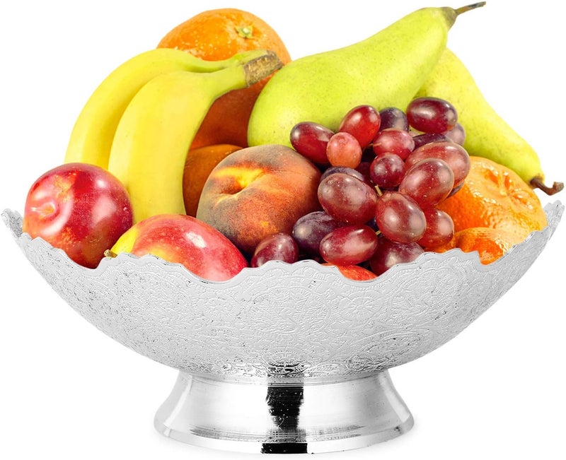 Zap Impex Brass Decorative Dry Fruit Bowl Carving Work Size 7 Inches Beautiful Silver Color Kitchen Utensils Gift - Image 5
